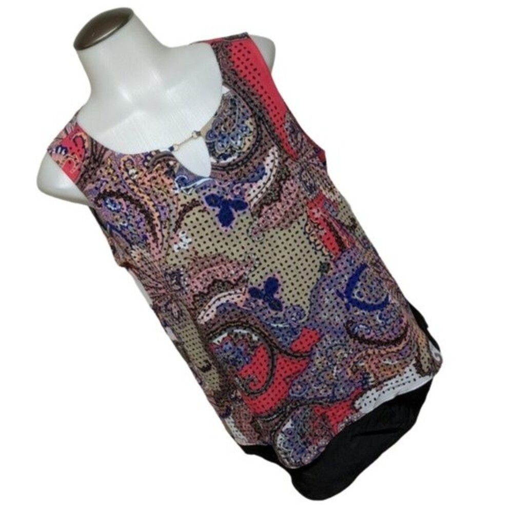 NWT Dana Buchman Top Medium Paisleys Sleeveless Laser Cuts T M NEW